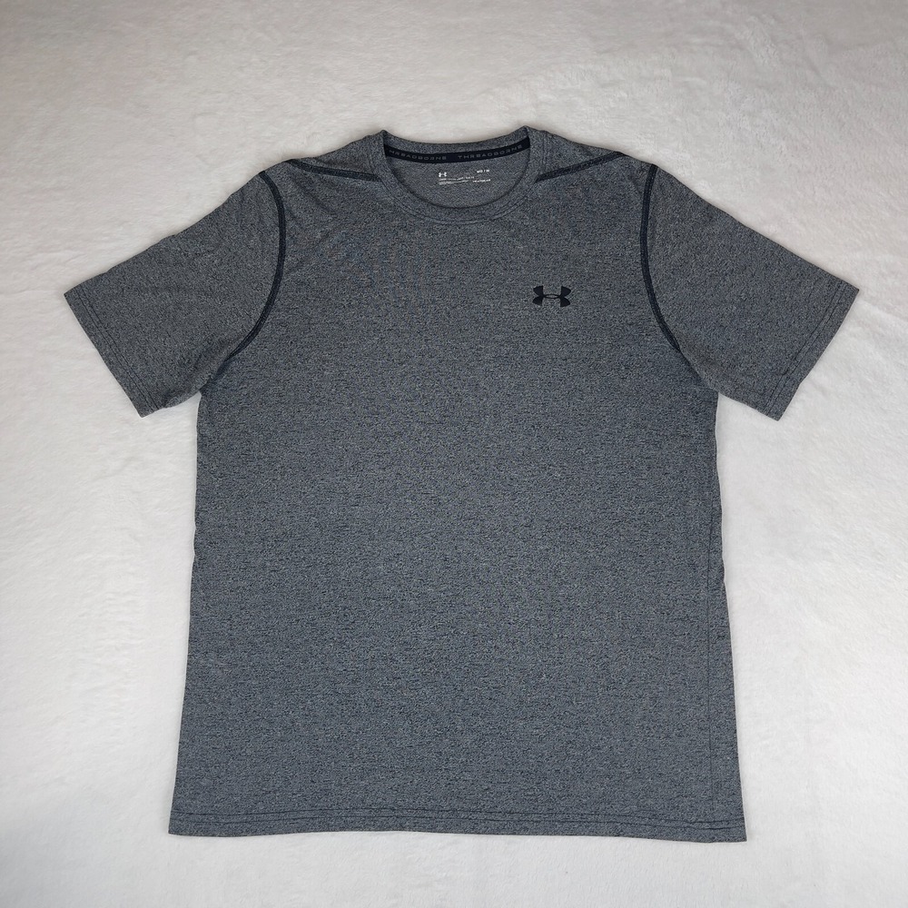 Under armour Threadborne Tee Shirt Mens Medium Gray Heather‎ Seamless Heatgear